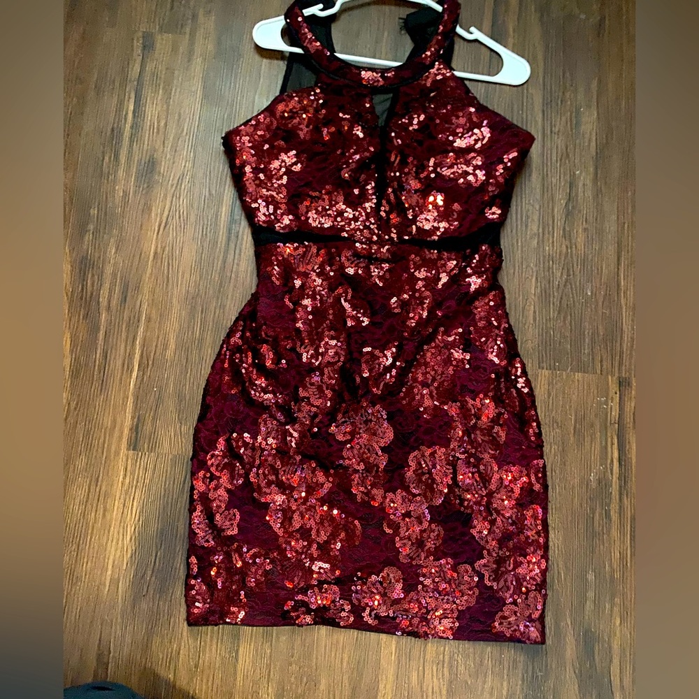 Red Guess sequence dress